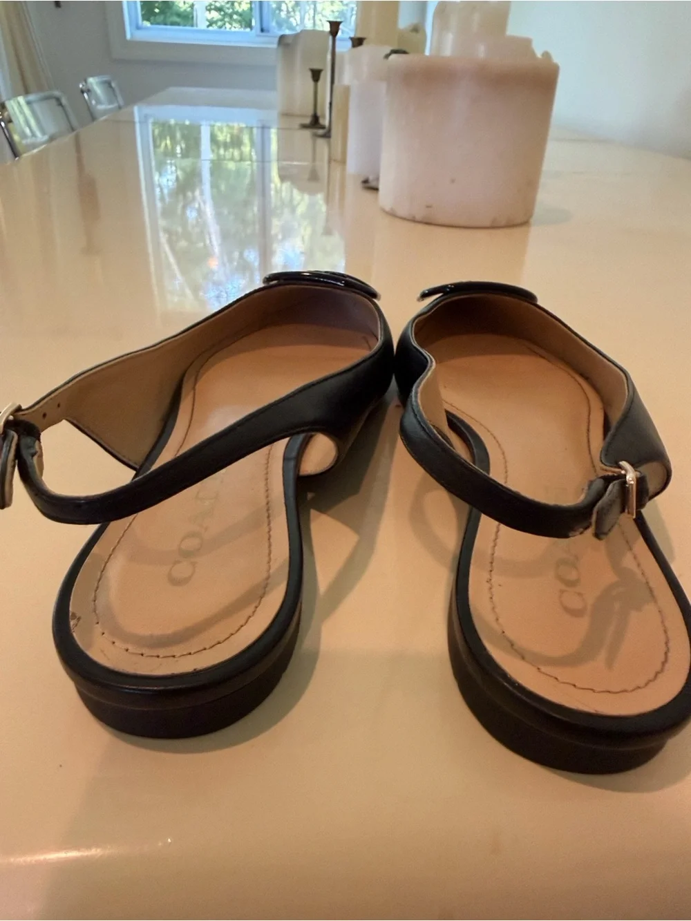 Coach VEDA leather flats slingbacks black New US Size 7.5